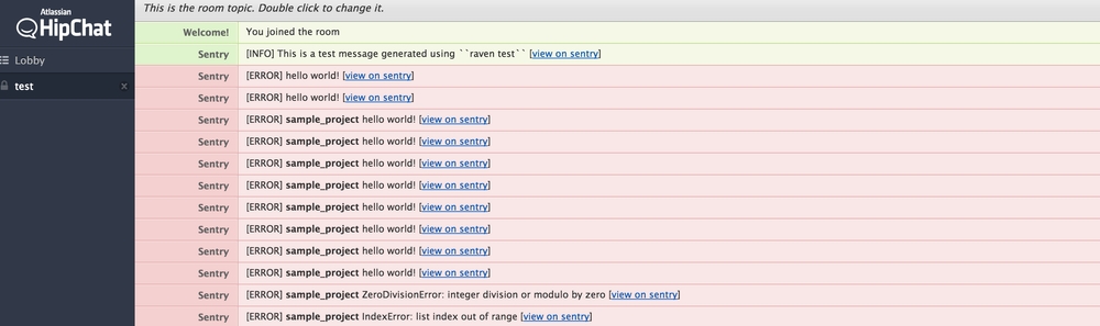 img of リアルタイムエラートラッカーSentryのイベントをHipChatに通知する